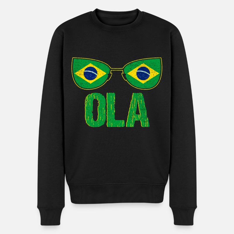Drapeau du Brésil - Pull Premium bio Homme - noir
