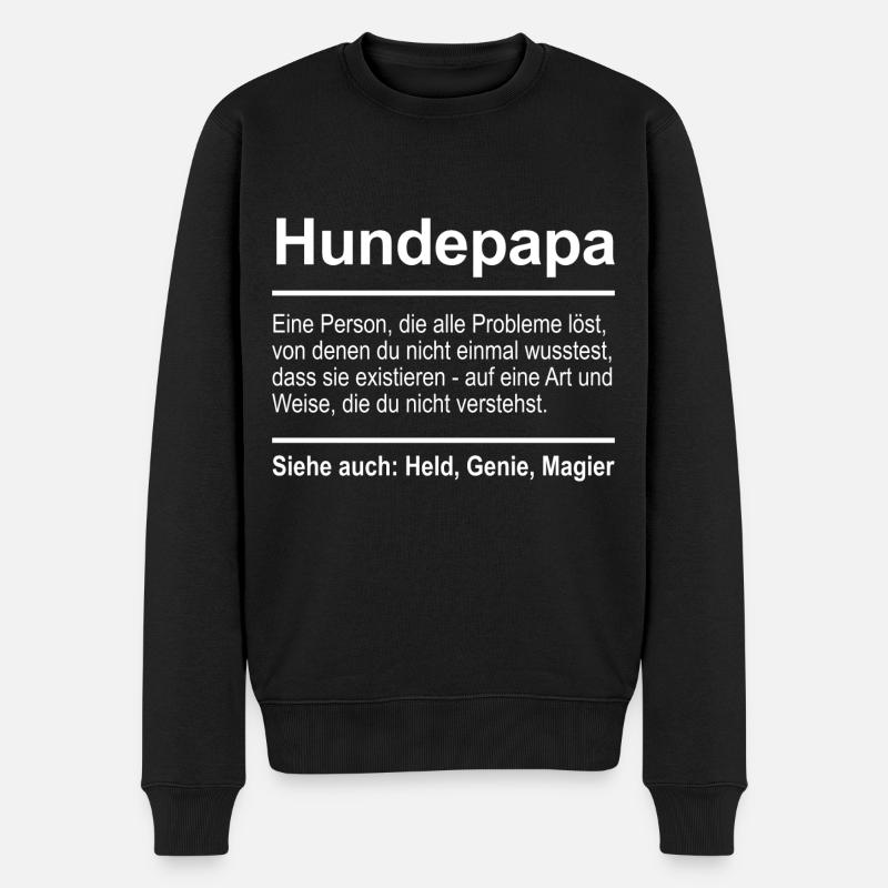 Hundepapa - Männer Premium Bio Pullover - Schwarz