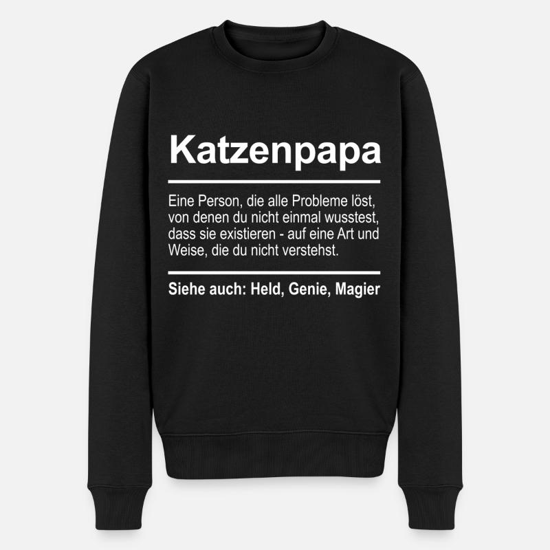 Katzenpapa - Männer Premium Bio Pullover - Schwarz