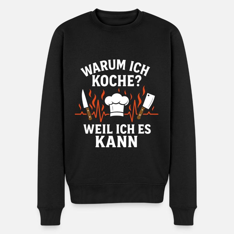 Warum Ich Koche? Weil Ich Es Kann Koch Herzschlag - Männer Premium Bio Pullover - Schwarz