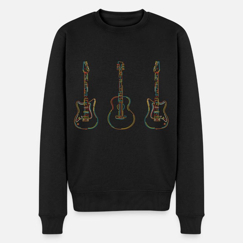 Guitare Cadeau Dessin Guitaristes Band - Pull Premium bio Homme - noir