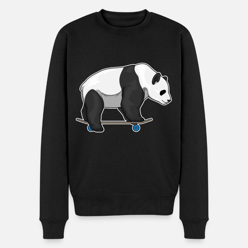 Panda Skater Skateboard - Männer Premium Bio Pullover - Schwarz