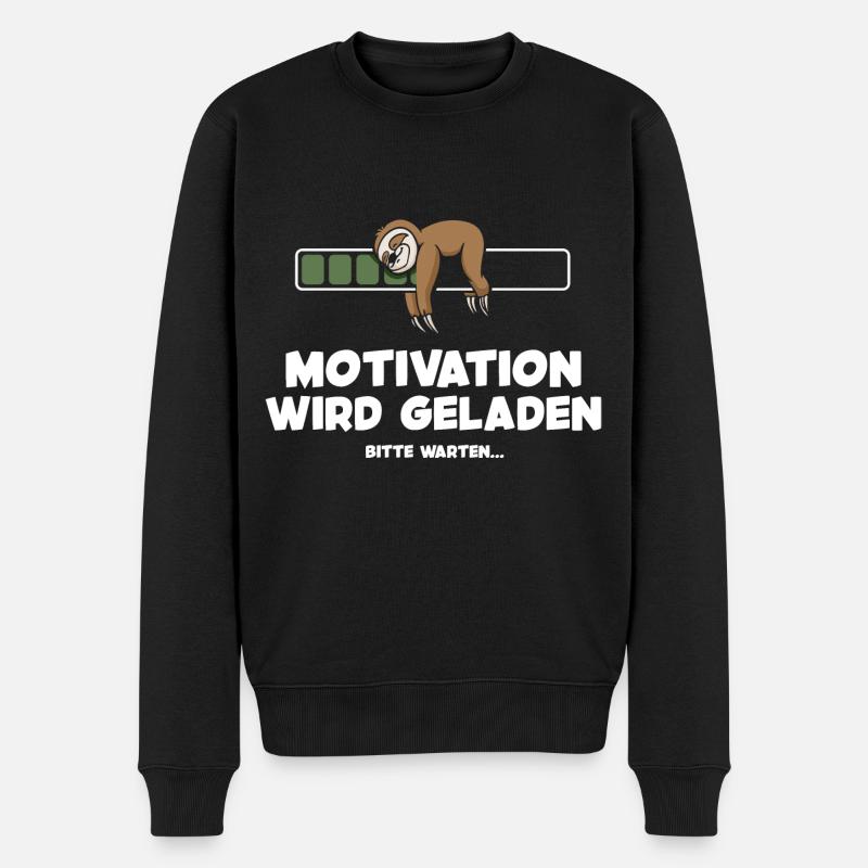 Motivation wird geladen Faultier Faultiermotiv - Männer Premium Bio Pullover - Schwarz