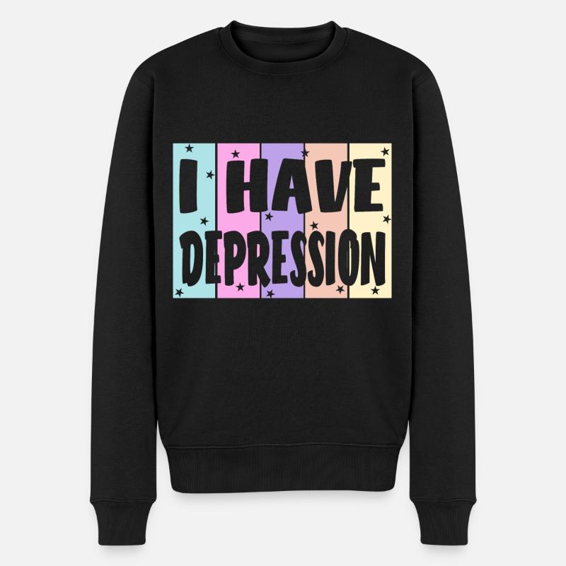Ich habe Depressionen - Männer Premium Bio Pullover - Schwarz