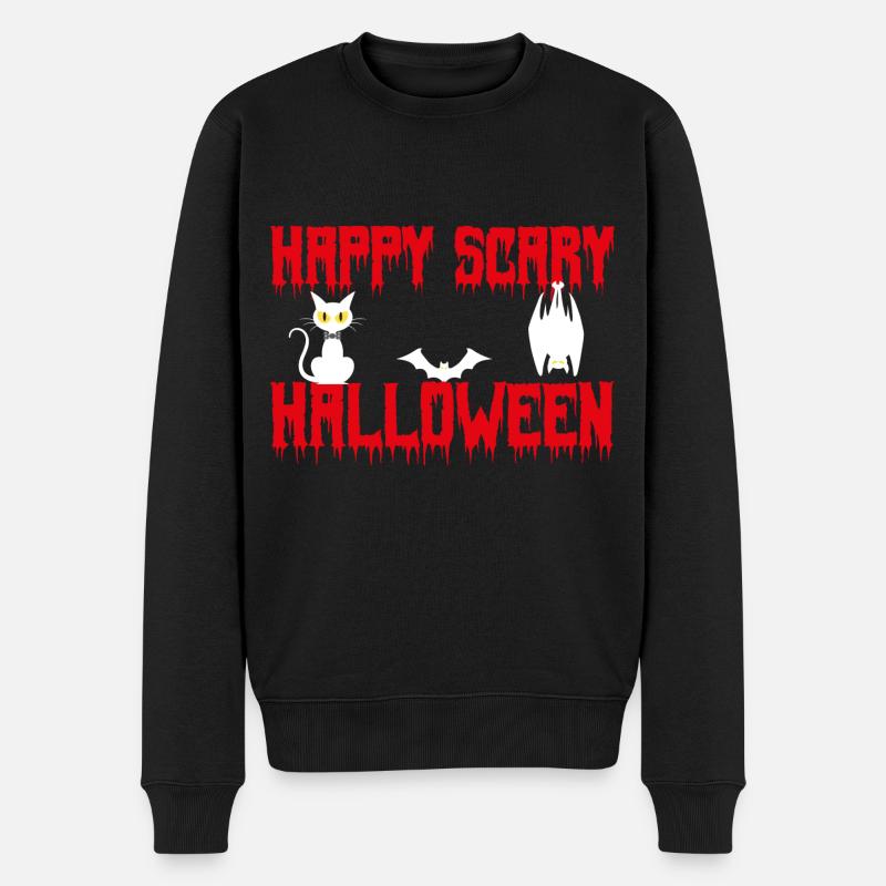 Glückliches gruseliges Halloween - Männer Premium Bio Pullover - Schwarz