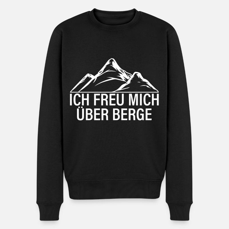 Ich freu mich über Berge - Männer Premium Bio Pullover - Schwarz