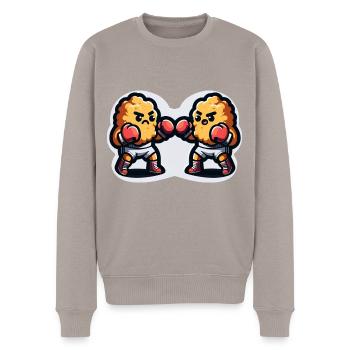 Lustige Chicken Nuggets Boxen Boxen Liebhaber - Männer Premium Bio Pullover - Taupe - Vorne - Nico (187cm)