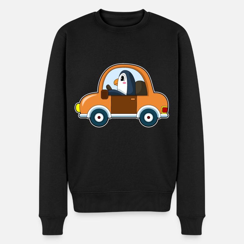 Pinguin Auto - Männer Premium Bio Pullover - Schwarz
