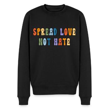 Spread Love Not Hate - Peace - Männer Premium Bio Pullover - Schwarz - Vorne - Nico (187cm)