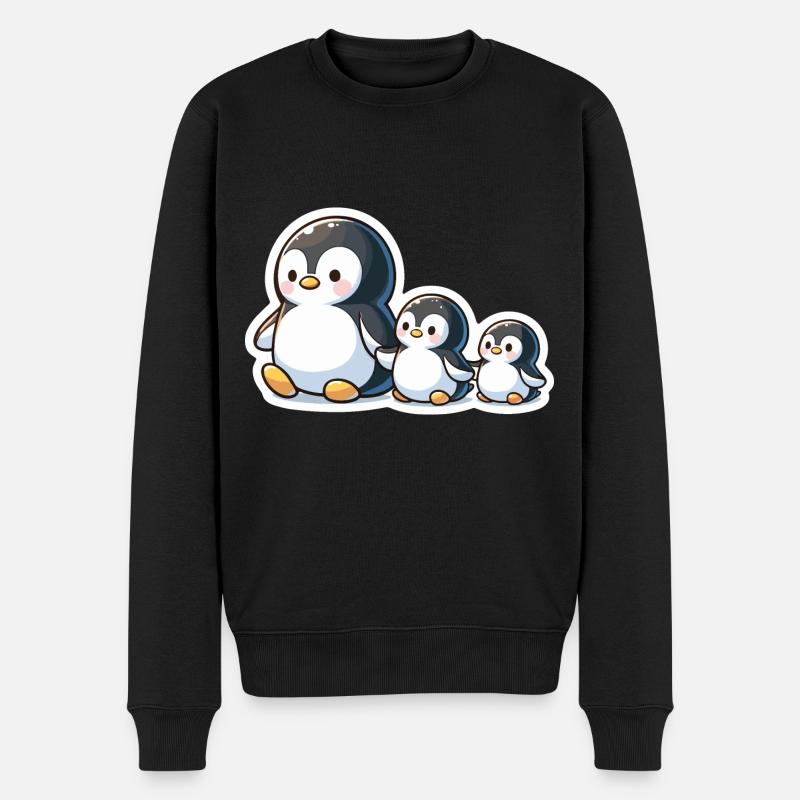 Kleine Pinguine Pinguinfamilie Niedlich - Männer Premium Bio Pullover - Schwarz