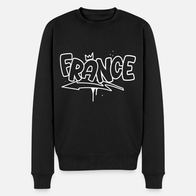 France Graffiti - Männer Premium Bio Pullover - Schwarz