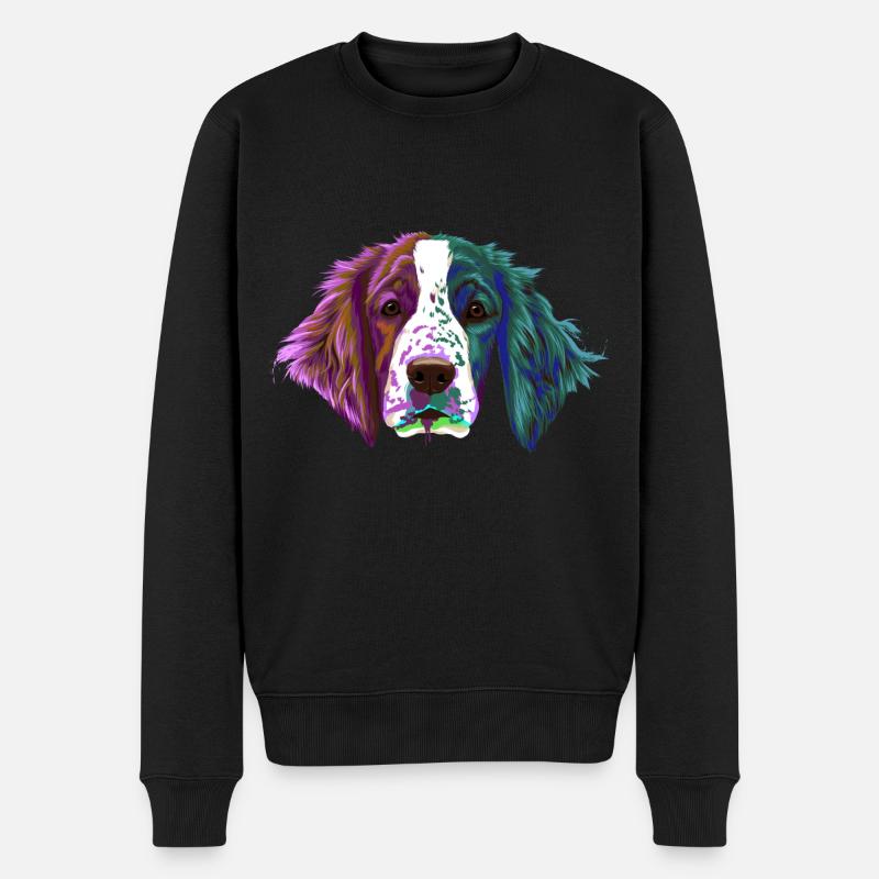Splash Welsh Springer Spaniel Hund - Männer Premium Bio Pullover - Schwarz