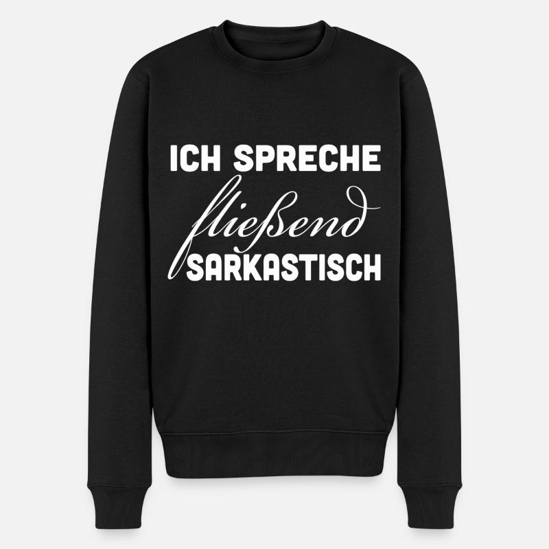 Fließend Sarkastisch - Männer Premium Bio Pullover - Schwarz