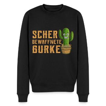 Schwer Bewaffnete Gurke Lustiger Spruch Kaktus - Männer Premium Bio Pullover - Schwarz - Vorne - Nico (187cm)