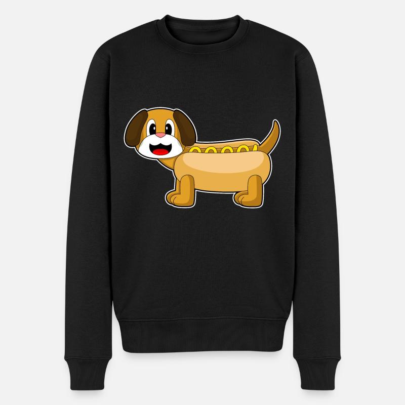 Hund Hotdog - Männer Premium Bio Pullover - Schwarz