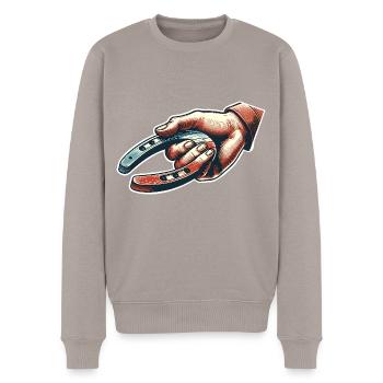 Hufeisenwerfen Horseshoe Pitching - Männer Premium Bio Pullover - Taupe - Vorne - Nico (187cm)