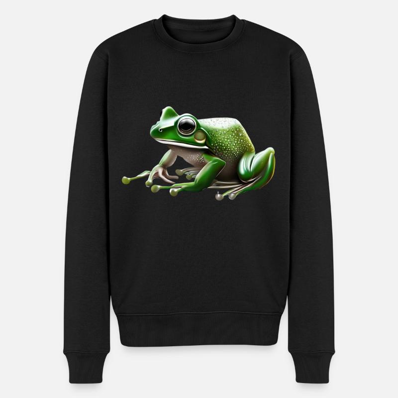 Regenfrosch Wassertropfen Frosch - Männer Premium Bio Pullover - Schwarz
