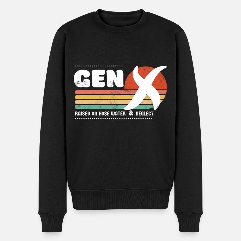 Gen X sunset - Blanc - Pull Premium bio Homme - noir