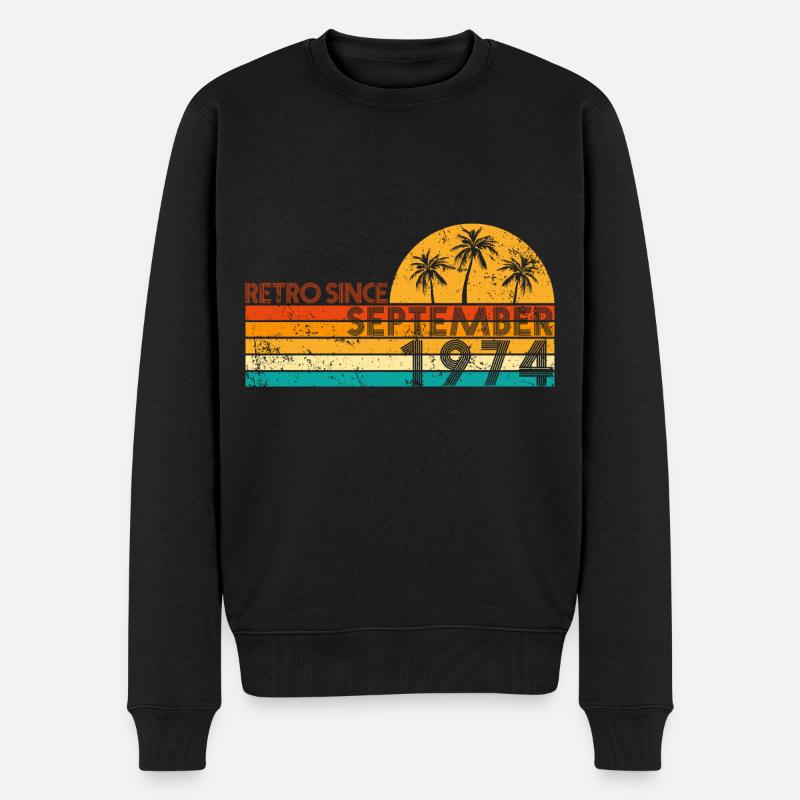 Rétro depuis septembre 1974 - Anniversaire à Septemb - Pull Premium bio Homme - noir