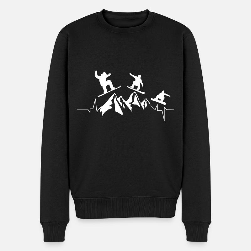 Herzklopfen - Berg - Snowboard - Männer Premium Bio Pullover - Schwarz