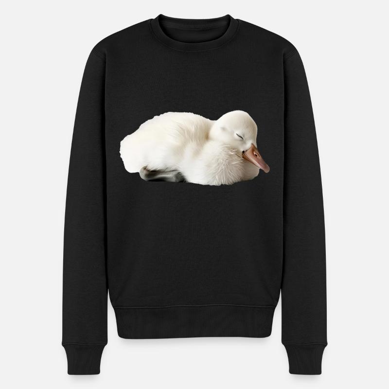 Schwan - Männer Premium Bio Pullover - Schwarz