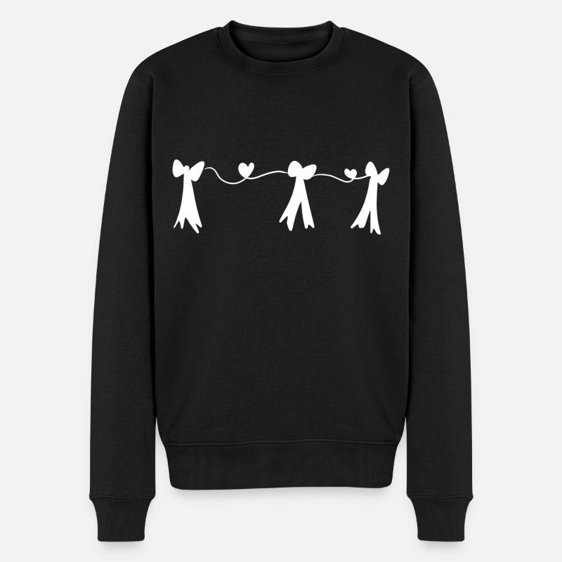 schleife linie herzen rosa symbol - Männer Premium Bio Pullover - Schwarz