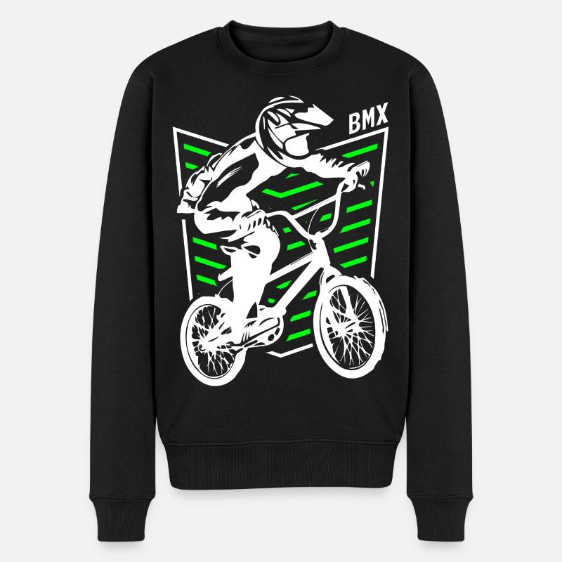 Bmx Abzeichen | Bmx Fahrrad Fahrer Grün - Männer Premium Bio Pullover - Schwarz