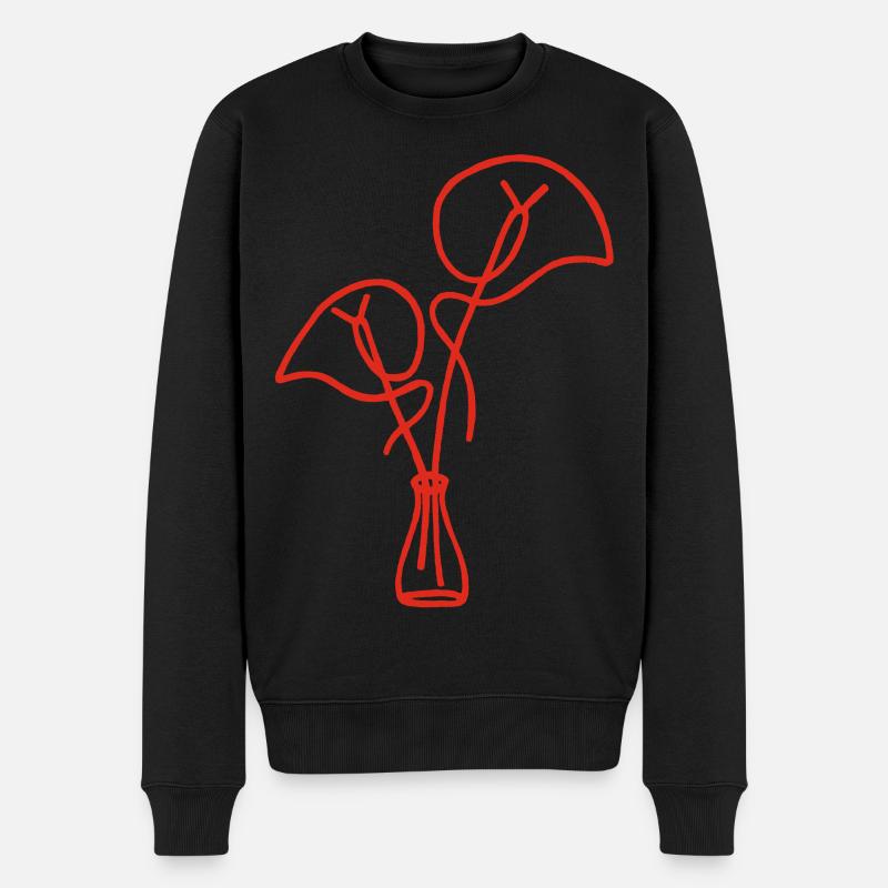 esquisse florale rouge - Pull Premium bio Homme - noir