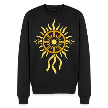 Sonnenrad Symbol - Mittsommer Feuerrad - Männer Premium Bio Pullover - Schwarz - Vorne - Nico (187cm)