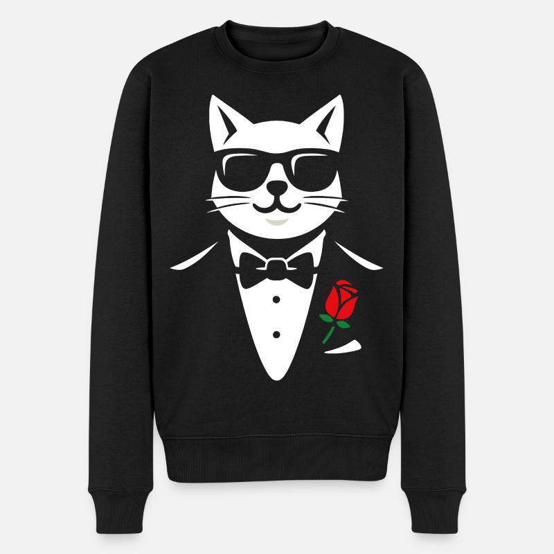 The Cool Cat - Männer Premium Bio Pullover - Schwarz