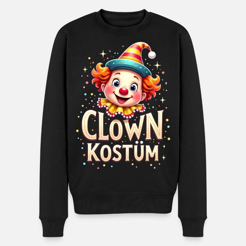 Clown Kostüm Gesicht Fasching Karneval Zirkus  - Männer Premium Bio Pullover - Schwarz