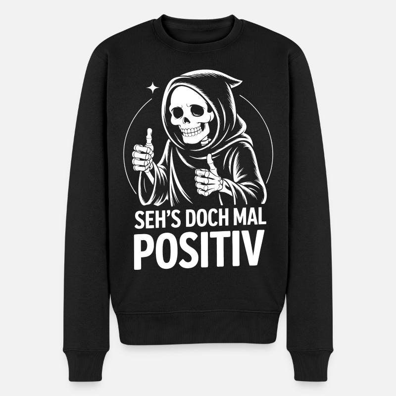 Seh's Doch Mal Positiv Grim Reaper - Männer Premium Bio Pullover - Schwarz