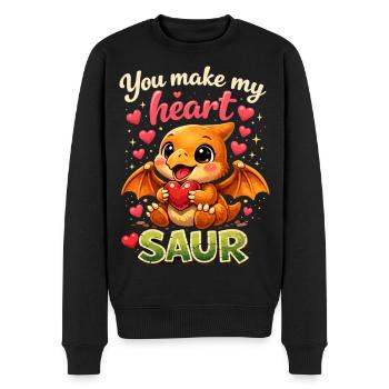 Doux bébé ptérodactyle – Tu fais sauter mon cœur - Pull Premium bio Homme - noir - Devant - Nico (187cm)