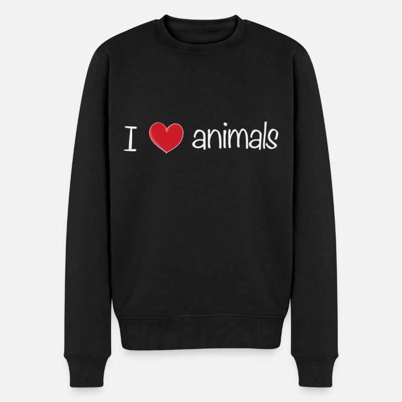 J’aime les animaux texte - Pull Premium bio Homme - noir