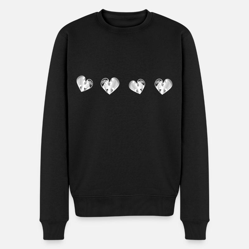 herz herzen grau narben - Männer Premium Bio Pullover - Schwarz