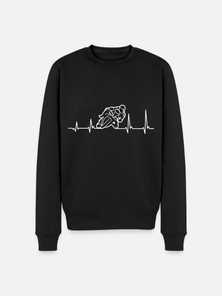 Motociclista battito cardiaco in posizione inclinata Moto - Maglione ecologico premium da uomo - nero