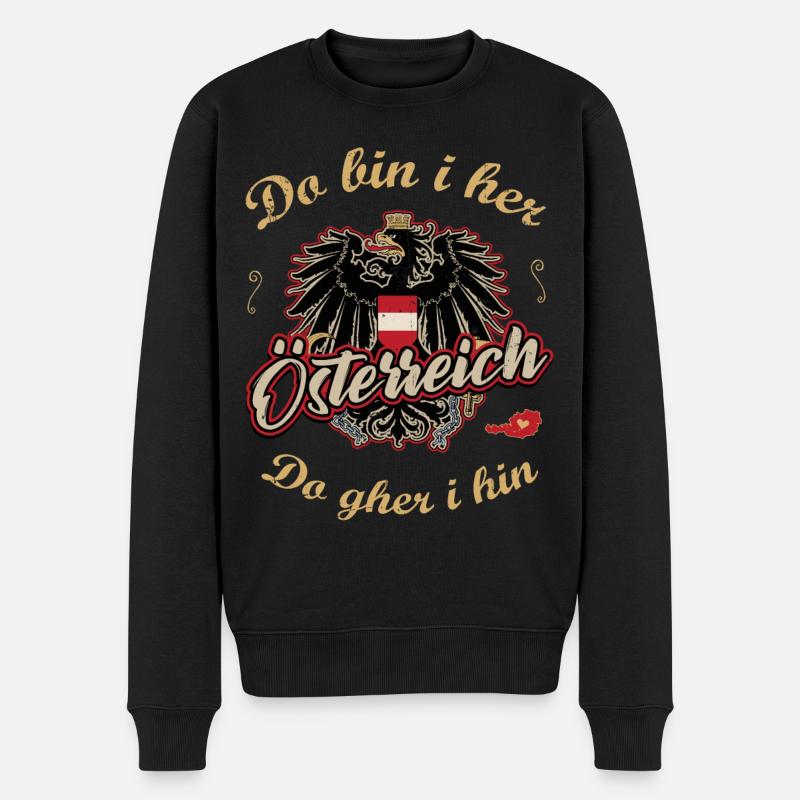Österreich Do bin i her do gher i hin Adler Wappen - Männer Premium Bio Pullover - Schwarz