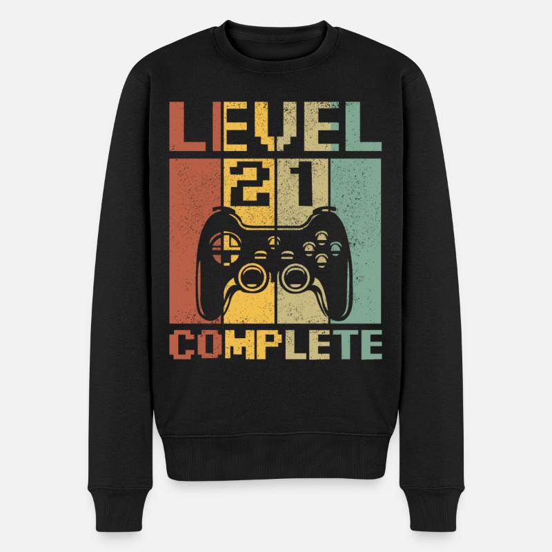 level 21 complete - Männer Premium Bio Pullover - Schwarz
