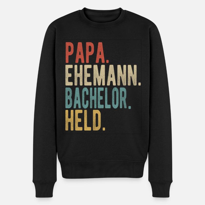 Bachelor Papa Ehemann Held - Männer Premium Bio Pullover - Schwarz