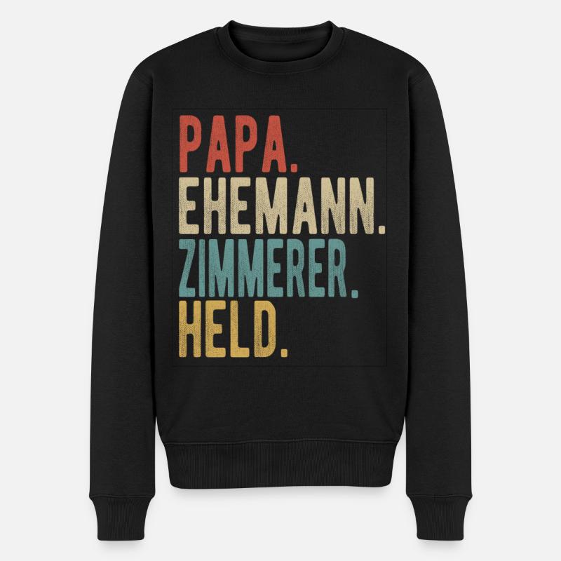 Zimmerer Papa Ehemann Held - Männer Premium Bio Pullover - Schwarz