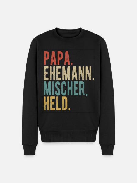 Mischer Papa Ehemann Held - Männer Premium Bio Pullover - Schwarz