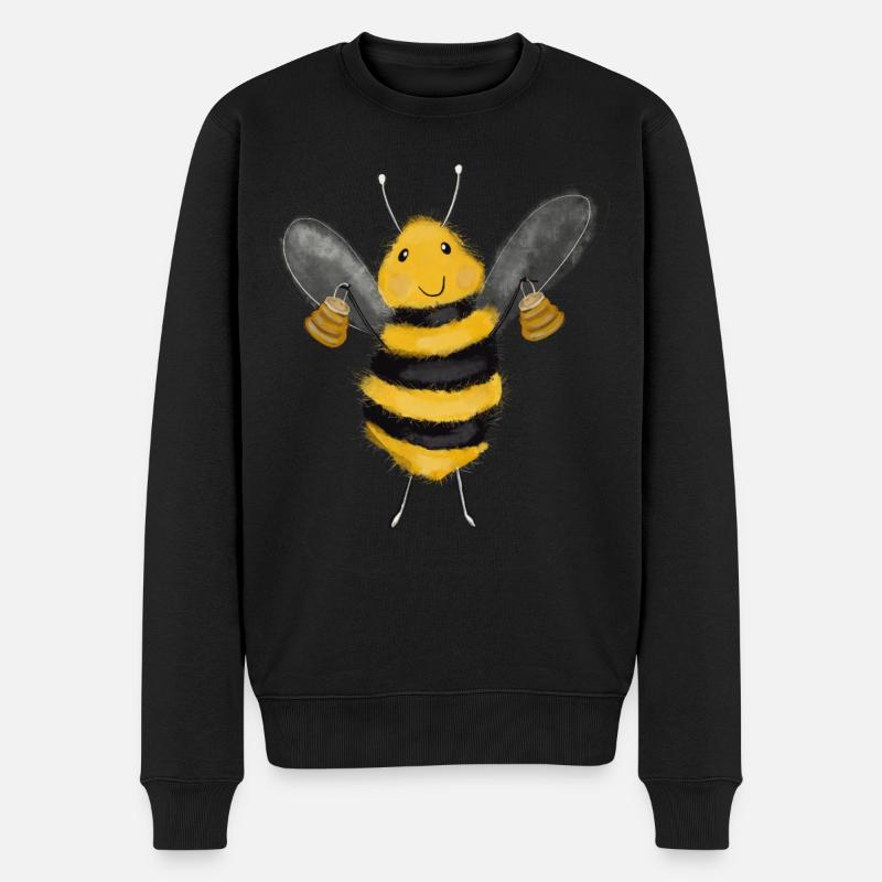 Glückliche Honig Biene - Männer Premium Bio Pullover - Schwarz
