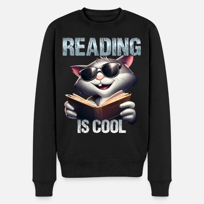 Lire est cool chat - Pull Premium bio Homme - noir