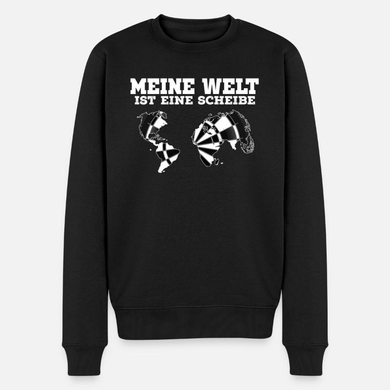 Dart Meine Welt ist eine Scheibe - Männer Premium Bio Pullover - Schwarz