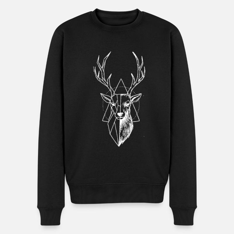 Cerf de la Forêt-Noire Tête de cerf - Pull Premium bio Homme - noir