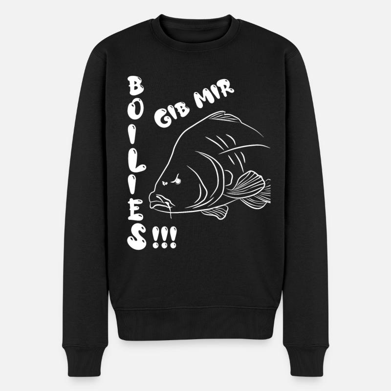 Karpfenangler Boilies Karpfen - Männer Premium Bio Pullover - Schwarz