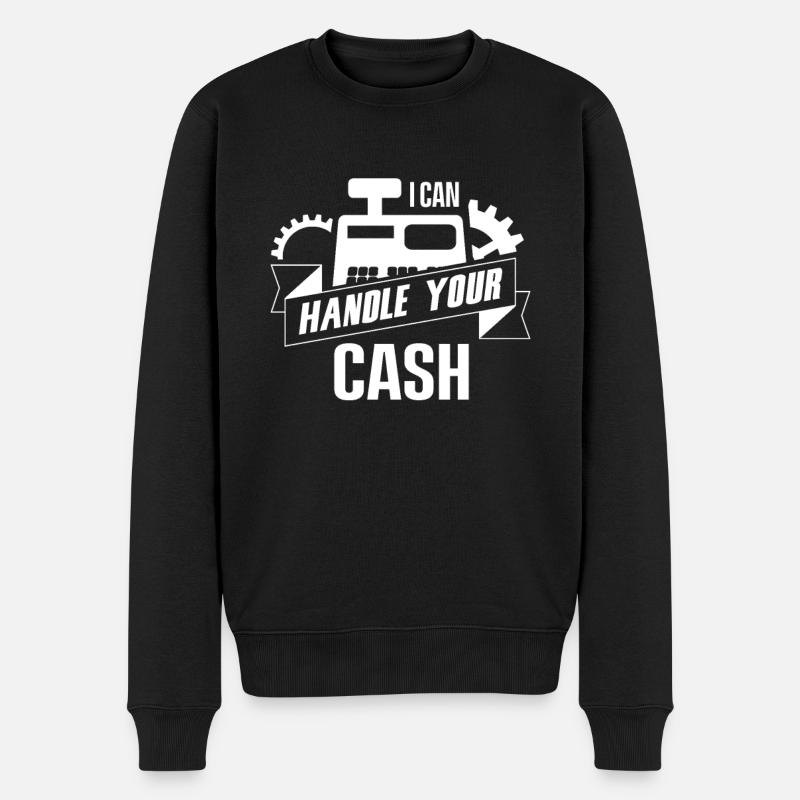 Ich kann mit deinem Cash umgehen - Kassierer - Männer Premium Bio Pullover - Schwarz