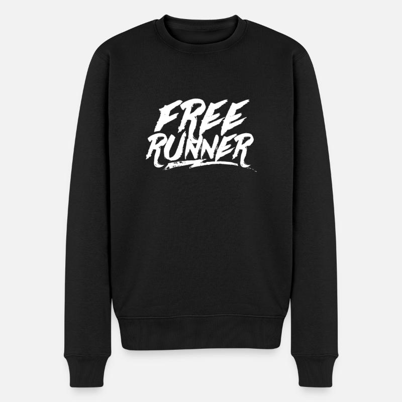 Frei Läufer Parkour Team Freerunning Parkourläufer - Männer Premium Bio Pullover - Schwarz