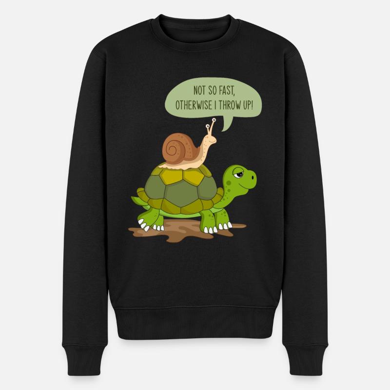 Schnecke & Schildkröte als Geschenk super Spruch - Männer Premium Bio Pullover - Schwarz