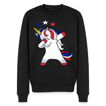 France France Drapeau Dabbing Unicorns - Pull Premium bio Homme - noir - Devant - Nico (187cm)